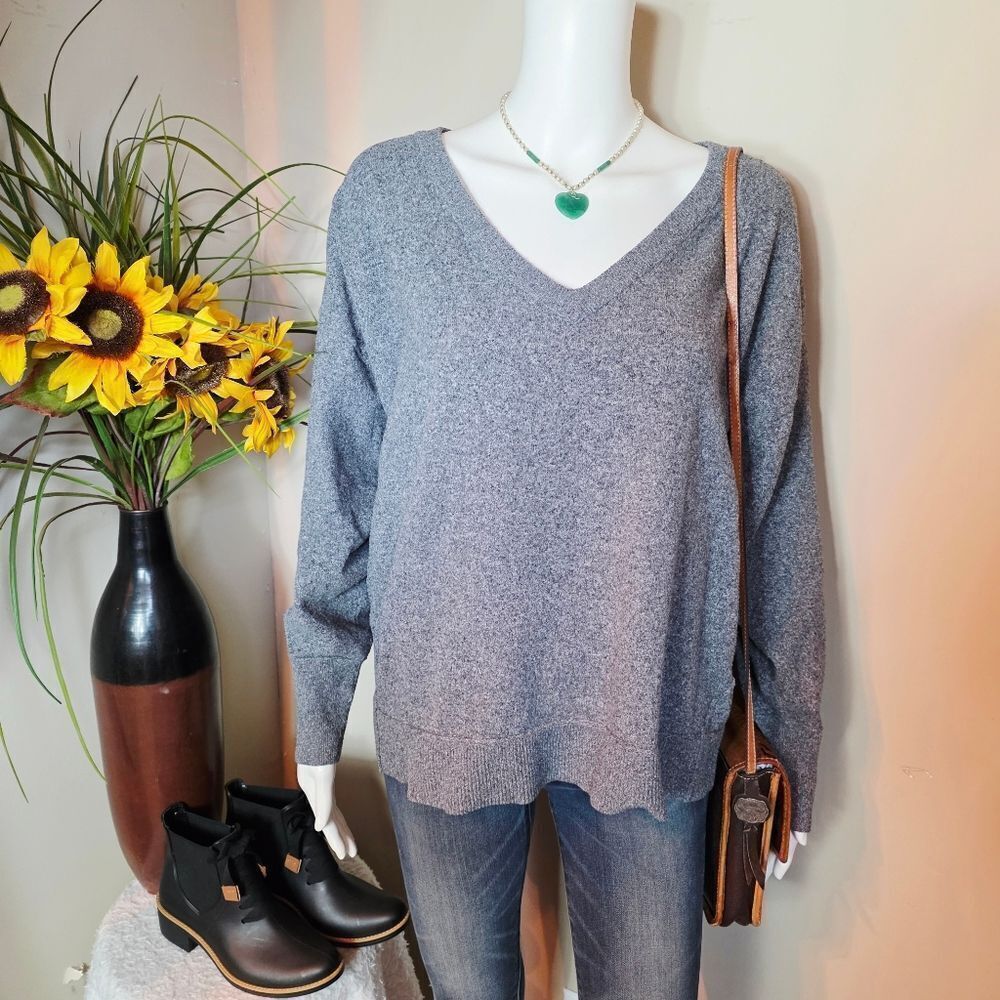 Lucky Brand Soft Gray V-Neck Sweater